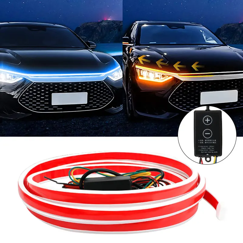 

Auto Dynamic Scan Daytime Running Light Scan Starting Car Hood Decorative Lights DRL Auto Engine Hood Guide Ambient Accessory12V