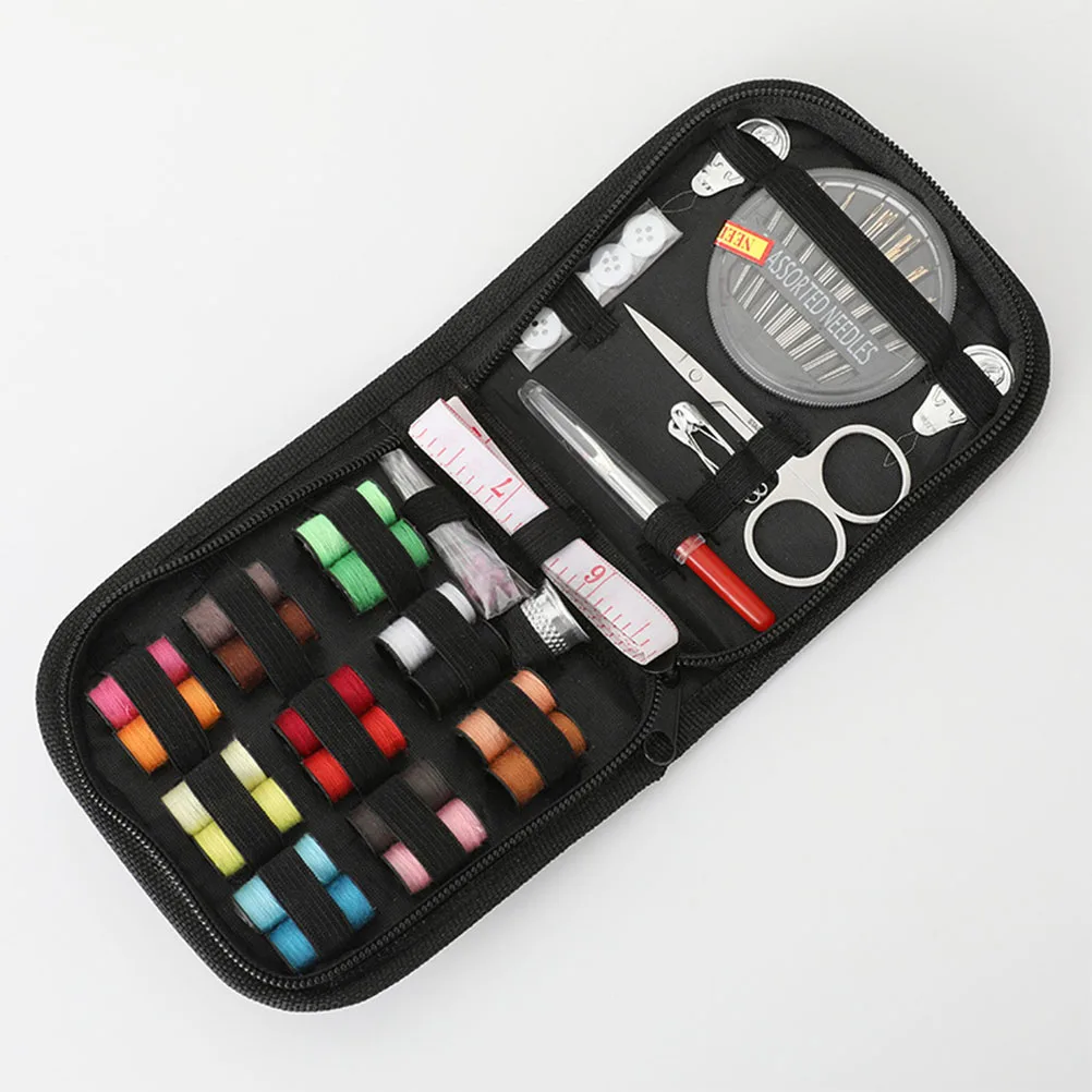 

1 Set of 71Pcs Sewing Needle Thread Storage Bag Travel Needlework Pouch Needle Thread Storage Container(Black)