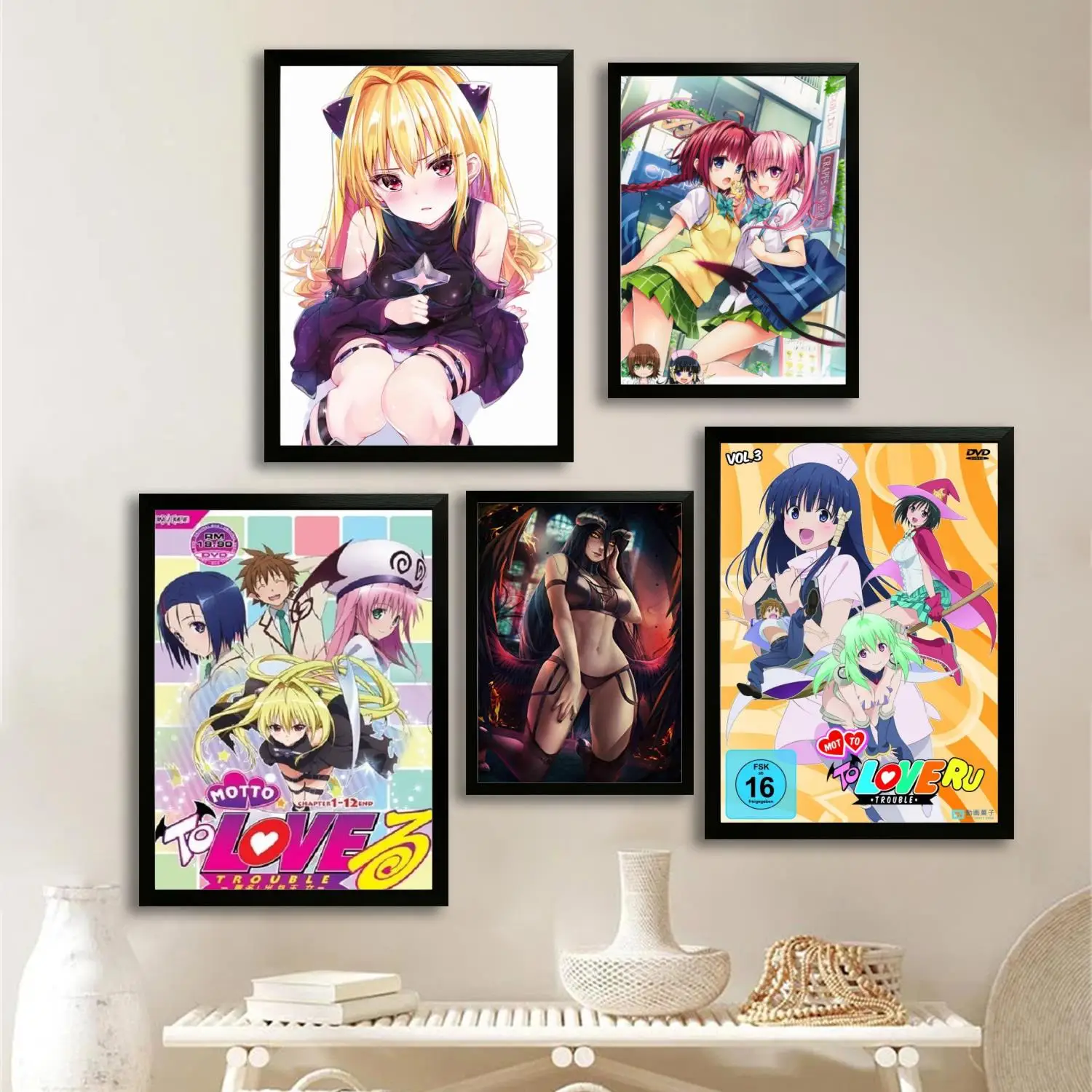 Ecchi to love ru manga Póster artístico en lienzo e arte de pared, impresión de imágenes, familia moderna, decoración de dormitorio, carteles, pintura decorativa