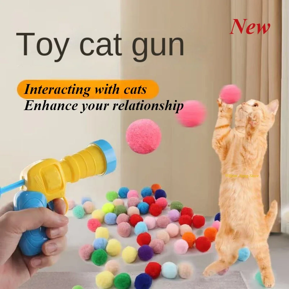 Creative Cats Toys Interactive Launchs Training Kitten Mini Version Pom-pom Game Toys for Cats Pet Accessories Toy Supplies Home