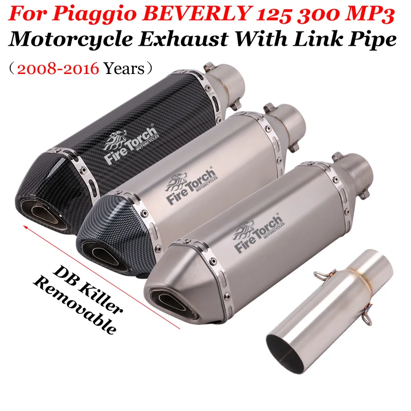 For Piaggio BEVERLY300 MP3 2009-2016 Slip-on Exhaust System Escape Middle Pipe Motorcycle Exhaust Muffler Middle Link Pipe