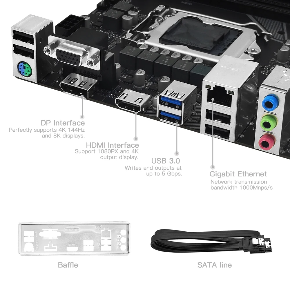 Imagem -05 - Motherboard Lga 1200 Suporta Intel Core i3 i5 i7 i9 10 ° 11 ° Processador Cpu Ram Ddr4 Memória Desktop Vga Hdmi M-atx Machinis-h510