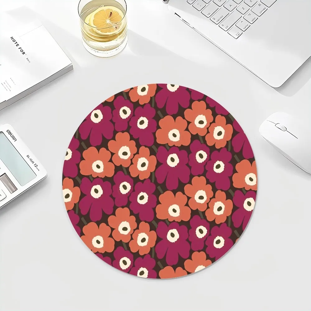 Beautiful Colorful P-Poppy FlowerNon-slip Round Speed Version Game Computer Keyboard Office Mat PC Laptop Mouse mat Accessories