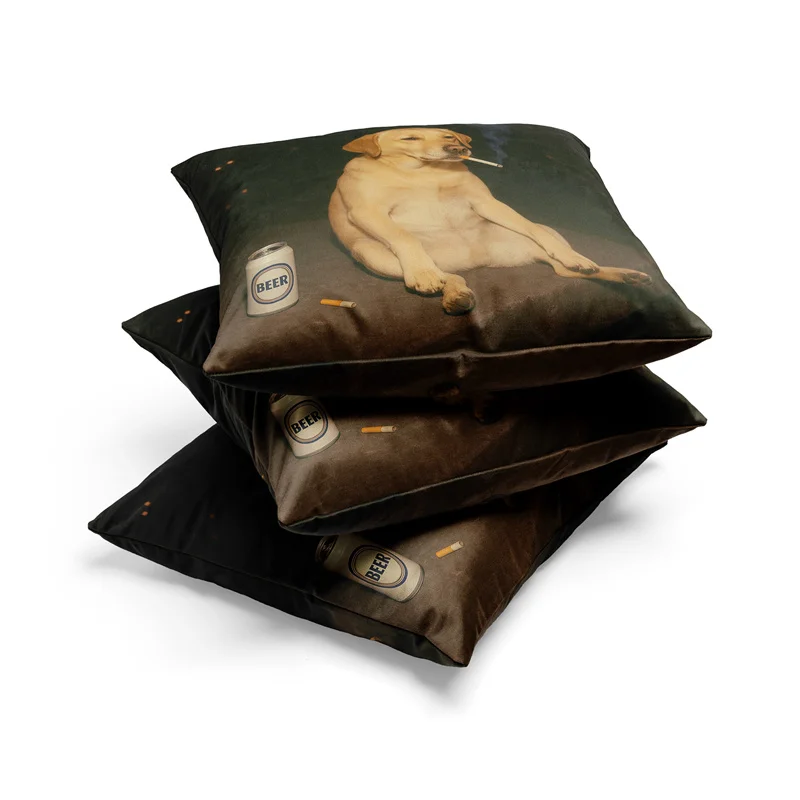 Aertemisi 18'' x 18'' Funny Smoking Dog Meme Cigarette Square Throw Pillow Cushion Covers Cases Pillowcases 45cm x 45cm