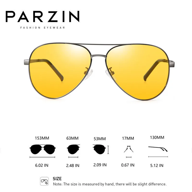 PARZIN  Yellow Night Driving Aviation Sunglasses Night Vision Glasses Man Brand Designer  Driver Goggles Eyewear