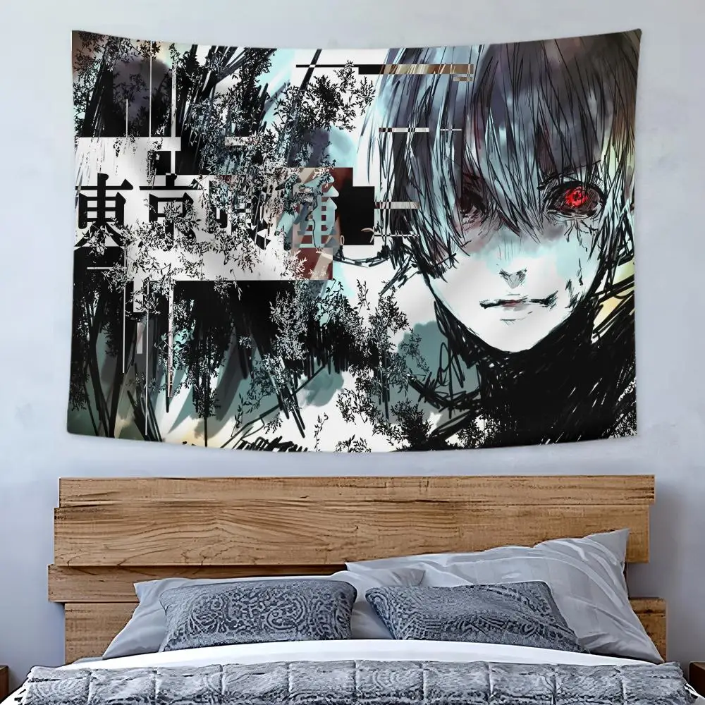 Anime T-Tokyo Ghoul Tapestry Art Decor Banner Microfiber Backdrop for Bedroom Living Room Bar Garden Party