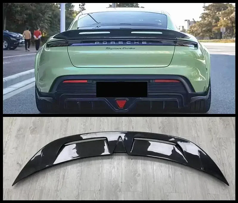 Заднее крыло багажника для Porsche Taycan / Turbo/S, комплект крышек спойлера из настоящего углеродного волокна, 2019, 2020, 2021, 2022, 2023 Заднее крыло багажника для Porsche Taycan / Turbo/S, комплект крышек спойлера из настоящего углеродного волокна, 2019, 2020, 2021, 2022, 2023