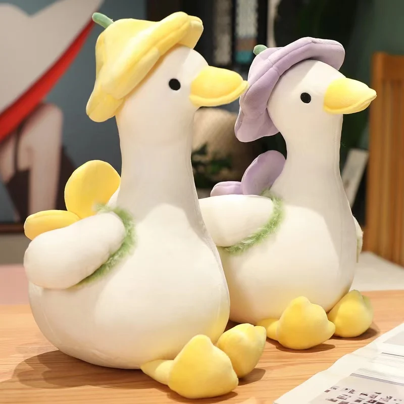 Pato bonito brinquedo de pelúcia animal de pelúcia kawaii pelúcia flor pato travesseiro engraçado boneca brinquedo crianças e meninas aniversário presente natal