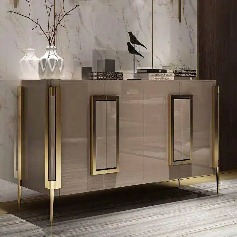 Light luxury entrance cabinet Solid wood dining side cabinet Nordic neoclassical decoration