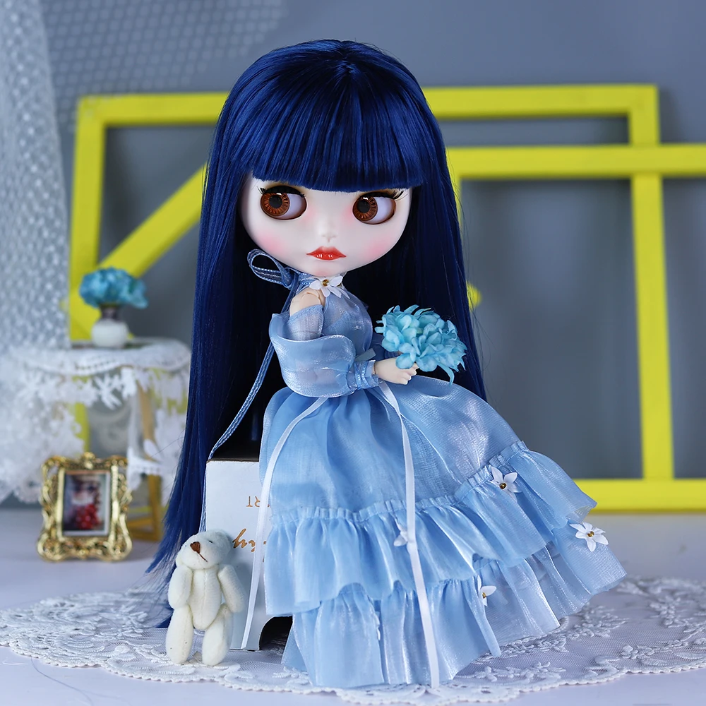 ICY DBS Blyth Doll BJD Joint Body White Skin Blue Hair Set Doll 1/6 30cm Girl Gift Anime SD