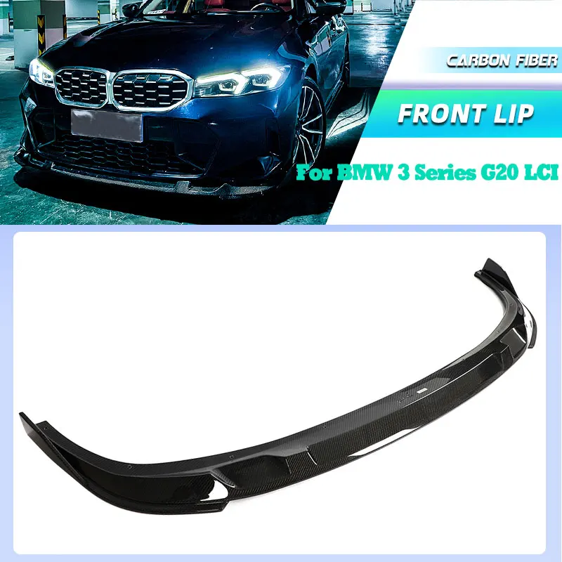 

Full Carbon Fiber Car Front Bumper Lip Spoiler for BMW 3 Series G20 LCI 330i Sedan 4D 2023 2024 Front Lip Chin Apron Body Kit