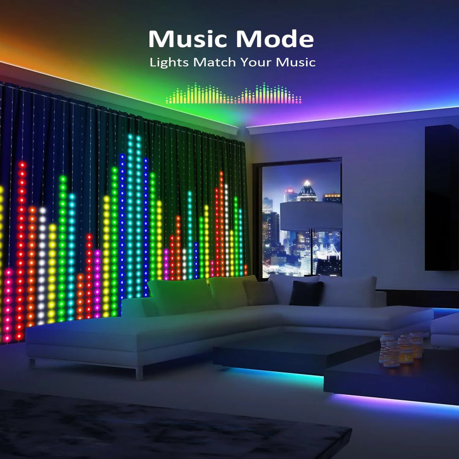 Imagem -03 - Dimmable Inteligente Luzes de Cortina Controle App Controle Remoto Rgb Led Light String Decoração Pátio Holiday Party Faça Você Mesmo Picture Display 400led