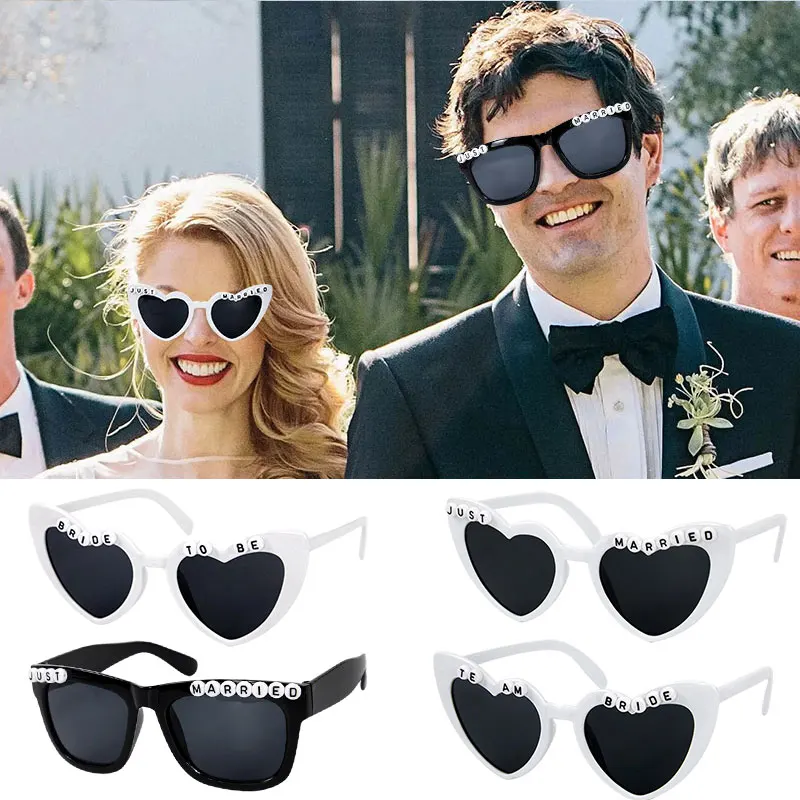 Just Married Sunglasses Husband Wife Wedding Bridal Shower Decor Bachelorette Party To Be Bridesmaid Gift Heart Shaped Glasses