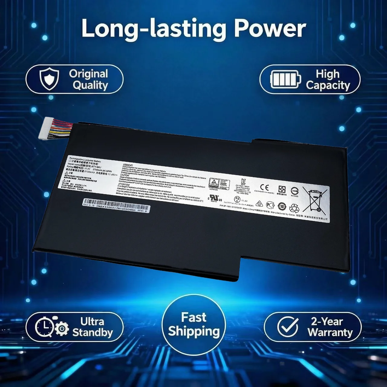 

New Original BTY-M6J Laptop Battery For MSI GS63VR GS73VR 6RF-001US BP-16K1-31 MS-17B1 MS-16K2 9N793J200 Tablet PC Free Tools
