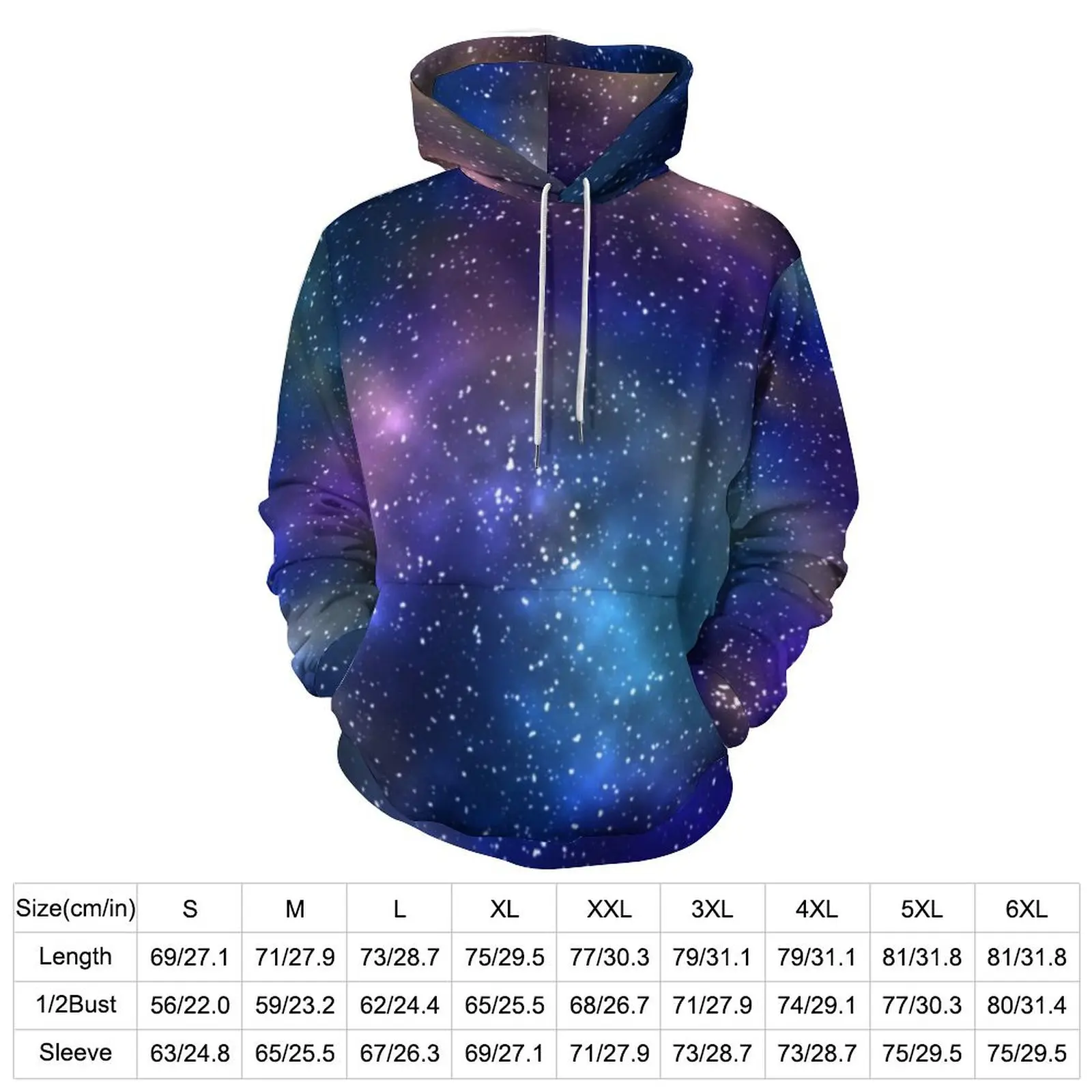 Galaxy Sky Print Hoodies Crescent Moon Space Street Wear Casual Pullover Hoodie Long Sleeve Y2k Design Sweatshirts Birthday Gift