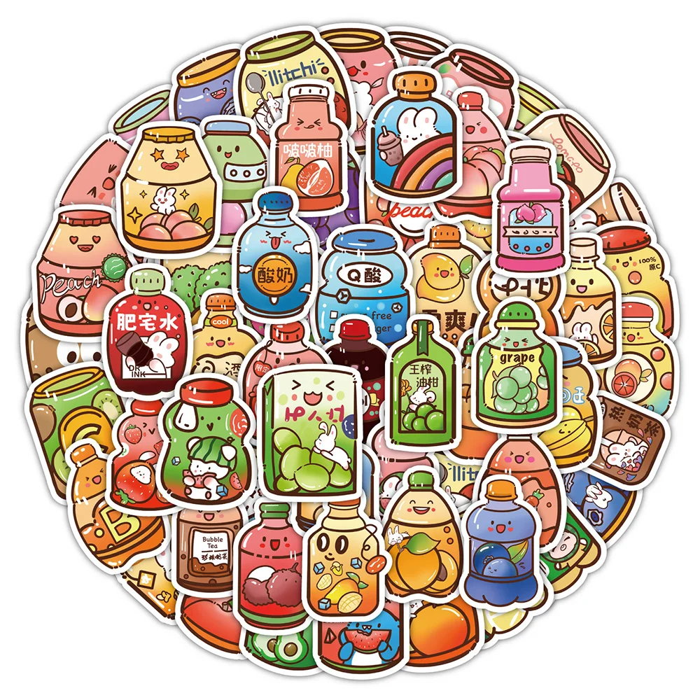 

10/30/50PCS INS Cute Drink Aesthetic Stickers Cartoon Decal DIY Laptop Fridge Phone Luggage Diary PVC Kawaii Sticker Kids Toys