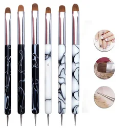 Kolinsky Sable French Brushes Dual Head Nail Dotting Pen Drawing Rhinestone Painting Tools DIY Manicure Accessories