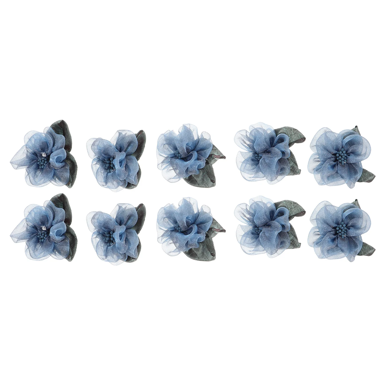 

10Pcs Faux Artificial Flower Heads Organza Embroidery Applique DIY Craft Decoration for Wedding Bouquet Dress Hair Accessories