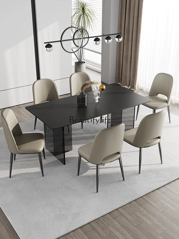 Slate dining table Italian light luxury modern simple designer rectangular table