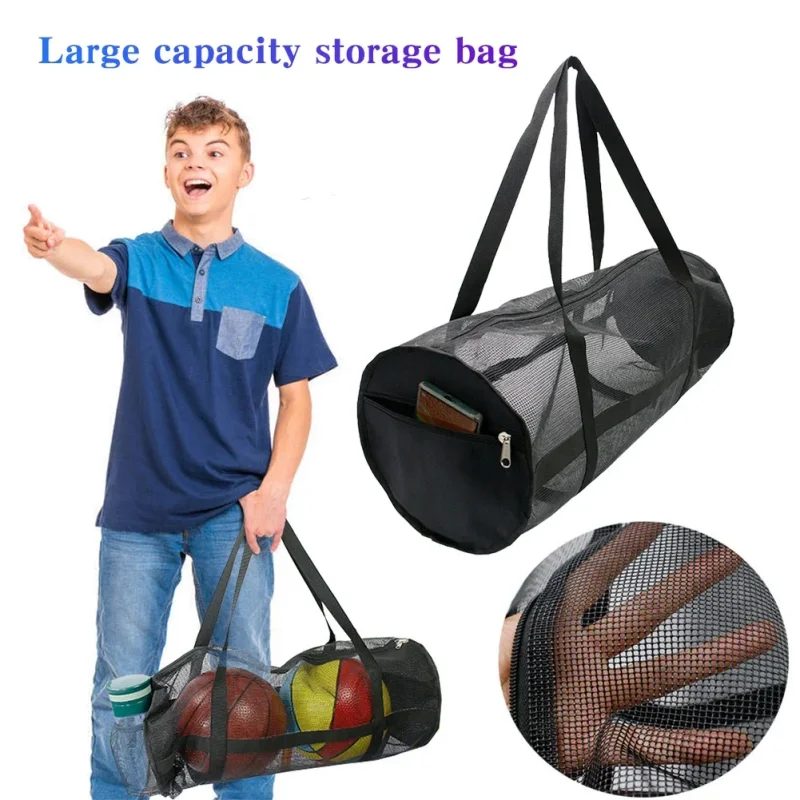 

Extra Large Travel Carry Bag Basketball Football Net Storage Bags Zipper Backpack Bag Sports Gym Swim Yoga Pilates Gear Mesh Bag