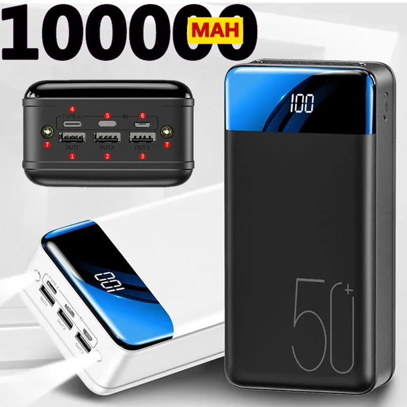 Imagem -05 - Banco de Potência de Carregamento Rápido com Grande Capacidade Energia Móvel Universal Novo Genuíno 100000mah 98000mah 5.2v1a Carregamento Rápido