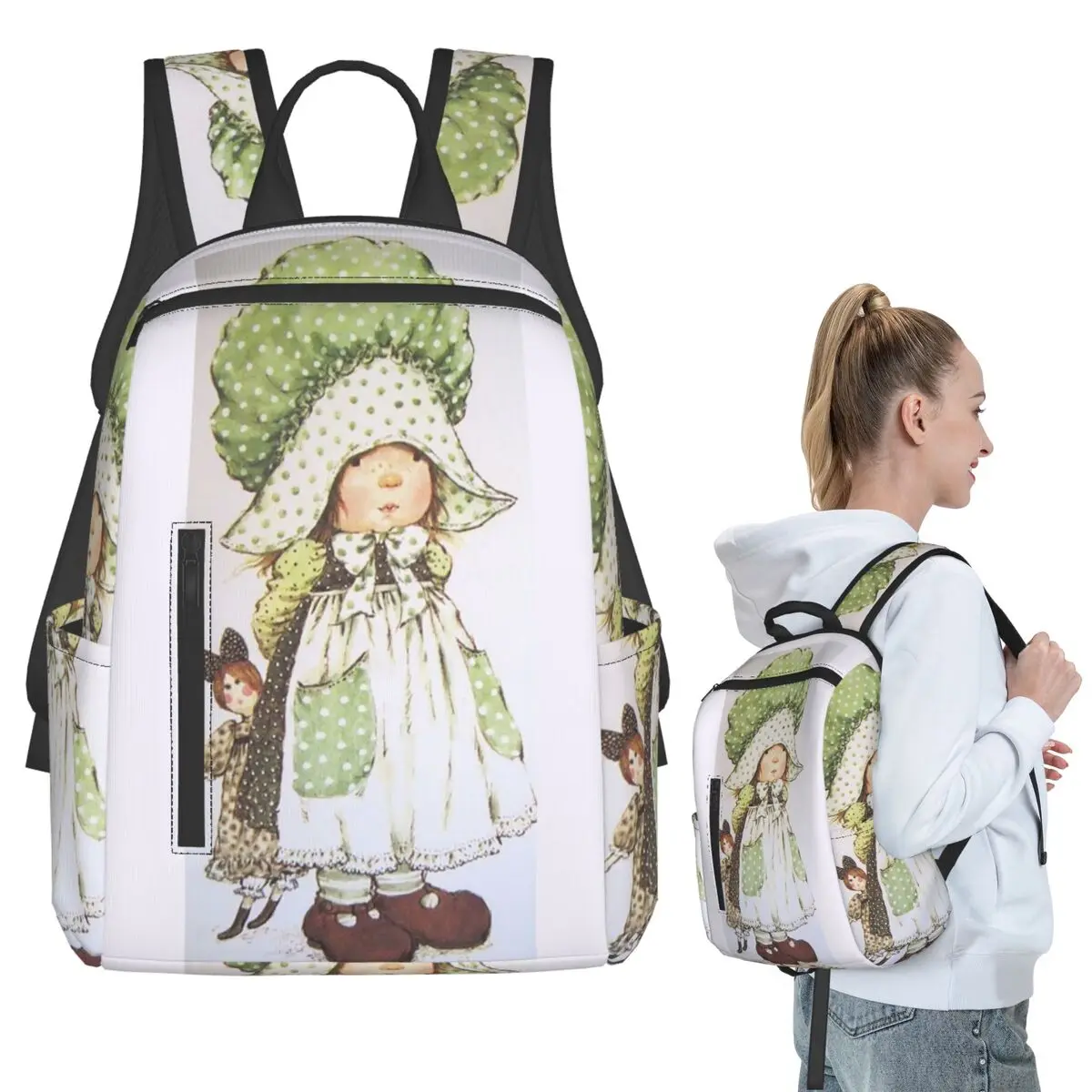 Sarah Kay Kitten Knitted Backpack Student BookBag Boys Girls School Bag Laptop Shoulder Bags Men Women