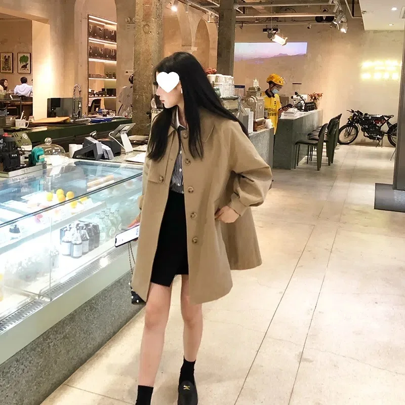 

Элегантное длинное женское пальто: модная осенняя ветровка в корейском стиле, высококачественная женская верхняя одежда