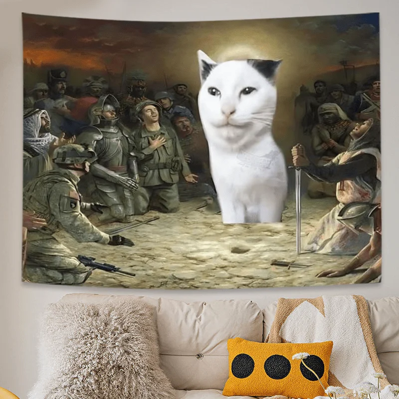 Whimsical Cat and Butterflies Tapestry - Charming Wall Hanging for Home Decor, Perfect Gift for Those Who Love Cute