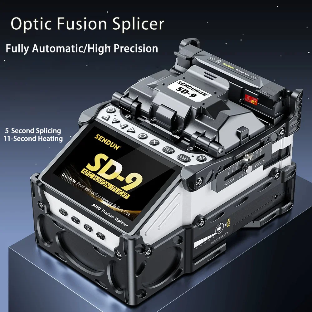 SD-9 Fusion Splicer with Touch Screen 6-Motor Core, Integrated VFL & OPM, Includes Carry Case
