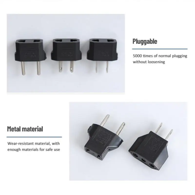 1/2PCS 4.0/4.8mm EU Plug Adapter EU US To Euro US Plug Converter American Converter Socket Travel Household Power Adapter