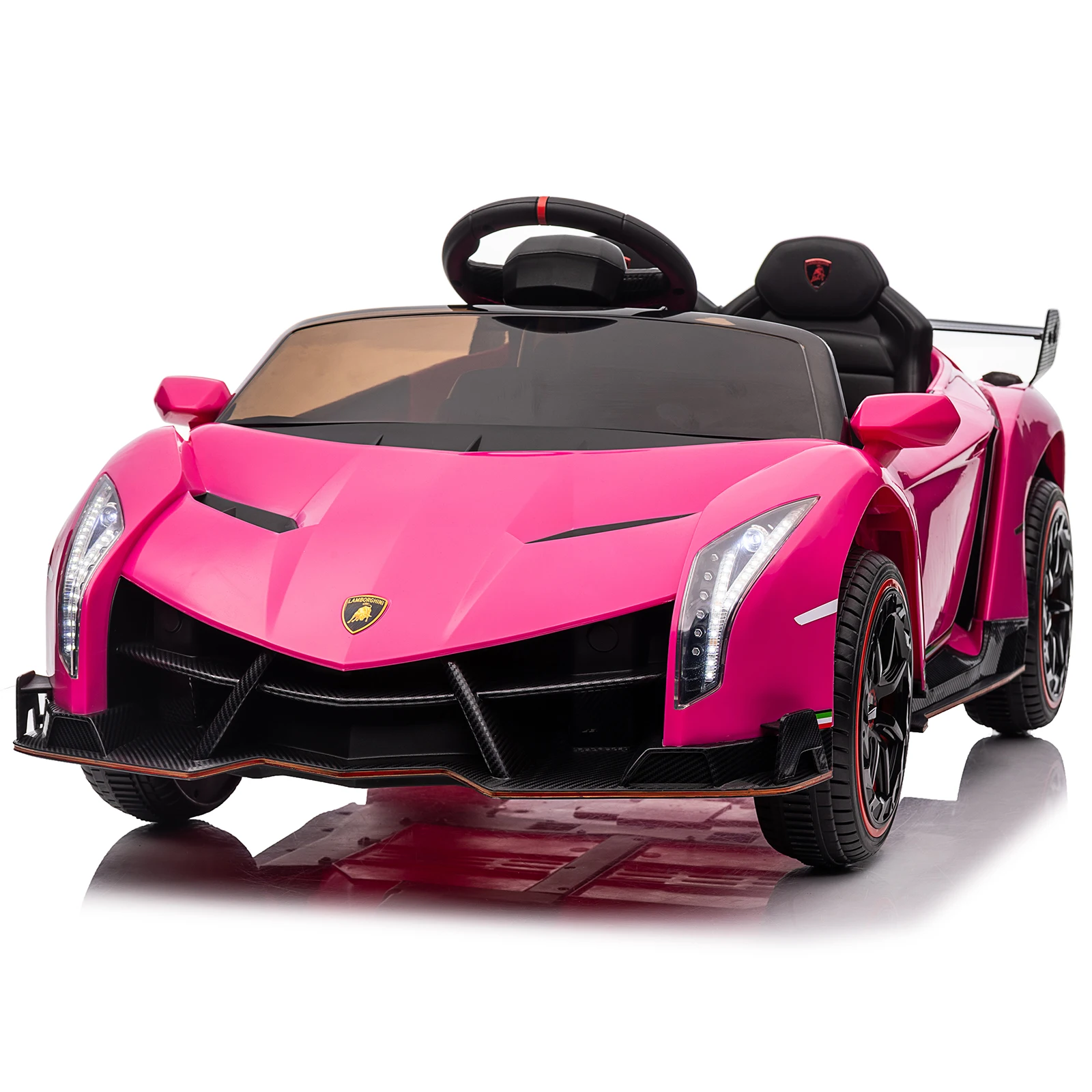 

LEADZM Lamborghini Poison Small Dual Drive 12V 4.5AH with 2.4G Remote Control Sports Car Pink