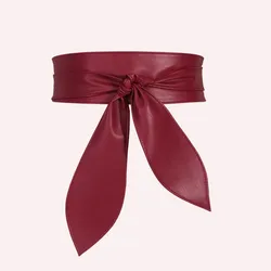 Modieuze brede dames tailleband, elegant striklint, geknoopte tailleband, leren decoratieve tailleband