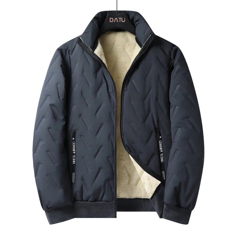 Men Winter Fleece‑Lined Tracksuit, 2‑Piece Casual Running Outdoor Set, Zip‑Up Hoodie & Sweatpants Suit for Middle‑aged Elderly D