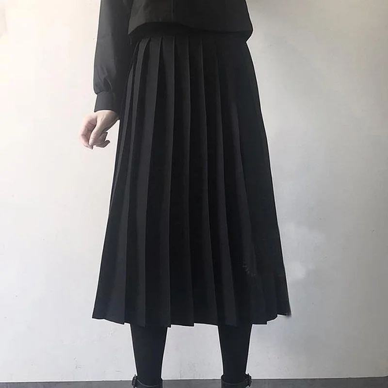 Pleated Skirts Women S-5XL Vintage Young basic Leisure Korean All-match Spring High Waist Female Skirts College