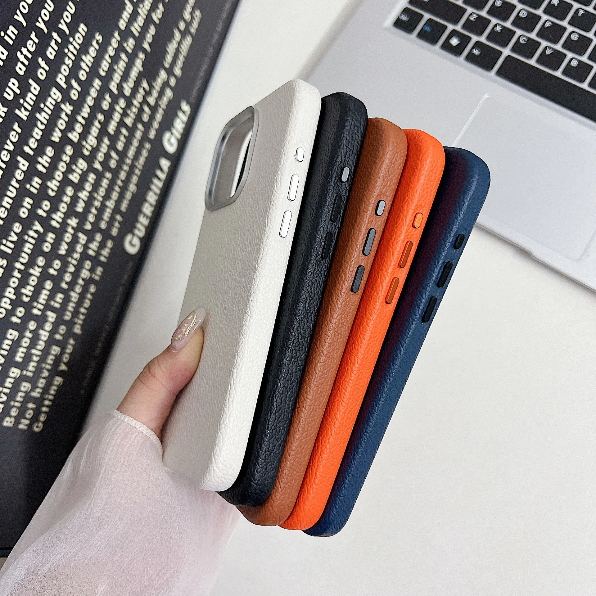 

Wholesale Ready style Leather Magnetic Case Wireless Charging Drop Magnetic Protect Cover for iPhone 16 Series