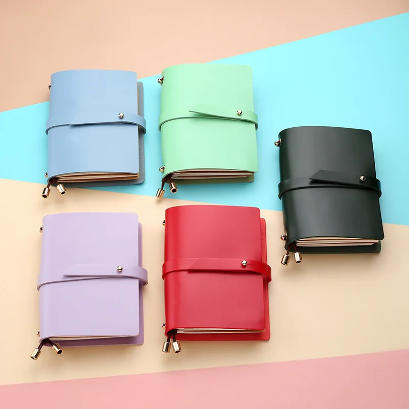 2023 New PU Soft Leather Notebook 3 Size Solid Color Creative Fresh Loose-Leaf Notepad Student Stationery Diary