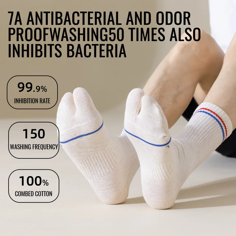 MiiOW Calzini Tabi giapponesi Calzini con punta divisa da uomo 100% puro cotone Calzino lungo Cinque dita Calzino a due dita Ninja Geta Calzino antiodore Sport