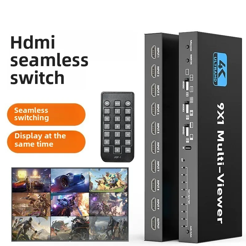 HDMI Nine Screen Splitter, hochauflösender Nine In One Out Video Seamless Switcher, 4K HDMI 1.4 Switch