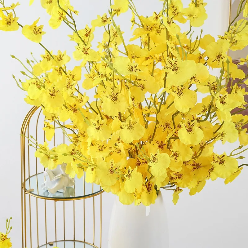 

1Pcs Yellow Artificial Flowers Bouquet Orchid Fake Flower for Home Decor Garden Wedding Decoration Outdoor Flower Arrangement