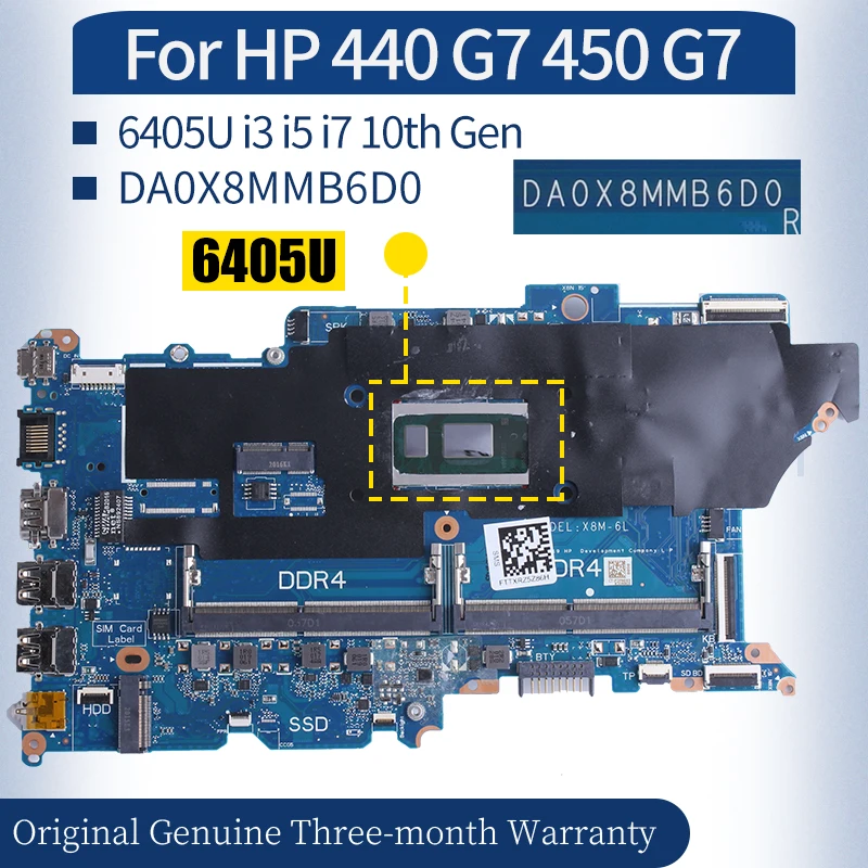 DA0X8MMB6D0 For HP 440 G7 450 G7 Laptop Mainboard 6L78085-001 L78083-601 L97907-601 6405U i3 i5 i7 10th Gen Notebook Motherboard