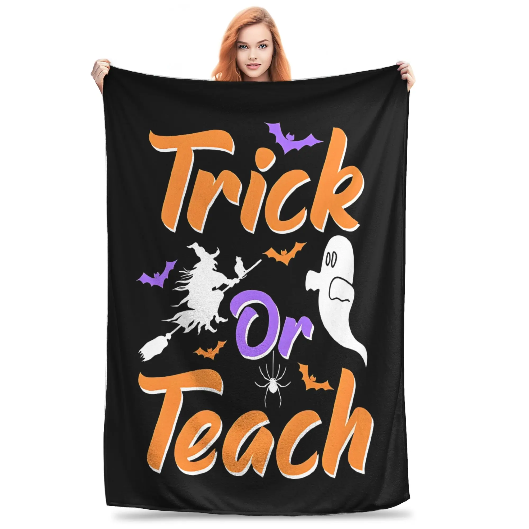 1PC Trick Or Teach Happy Halloween Teacher  Blanket Throw Super Cosy Plush Living Room Sofa