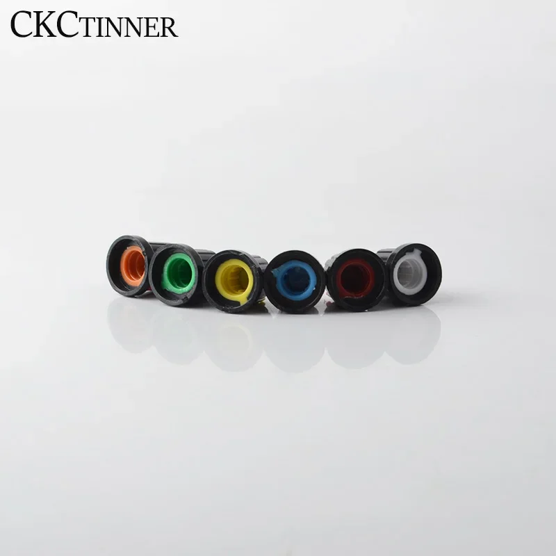 2pcs  6mm Shaft Hole Dia Plastic Threaded Knurled Potentiometer Knob Caps with plastic insert fit 1/4" shaft potentiometers For image 4