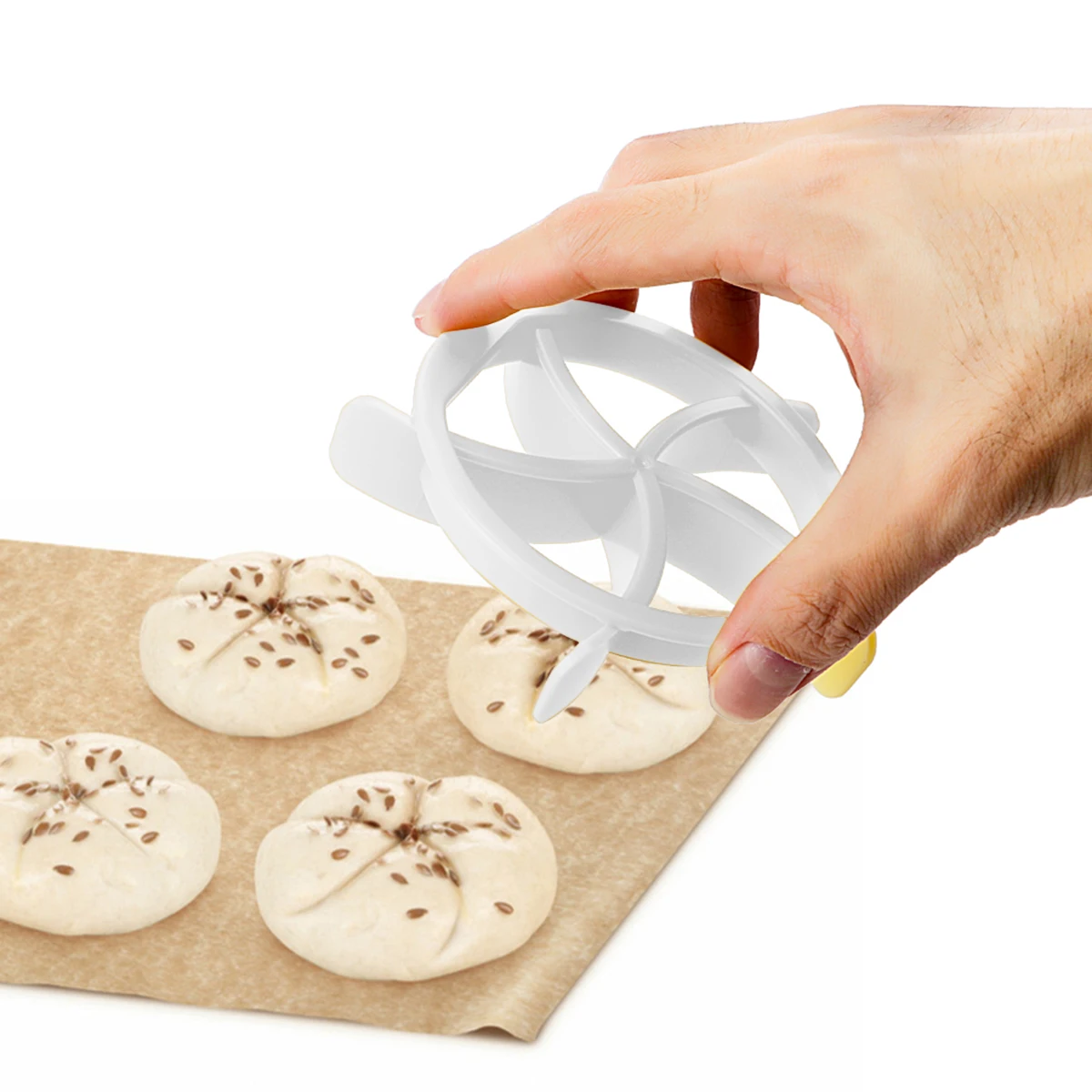 

2 Pcs Bread Stamper Kaiser Baking Mold for Cheese Round Cracker White Press Ellipse Pastry Croissant Non Stick Easy Clean