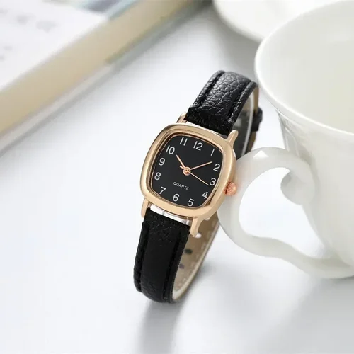 Reloj Retro con cinturón cuadrado para Mujer, relojes de cuarzo a la moda coreana, relojes de pulsera coreanos versátiles para uso diario, Reloj sencillo de lujo para Mujer