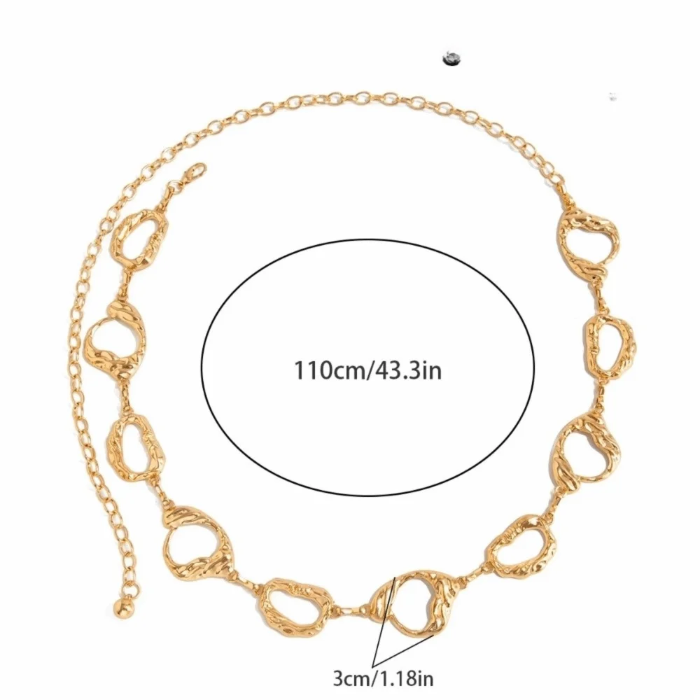 فاسق الهيب هوب الجوف التدريجي الخصر سلسلة المرأة بيكيني حزام غير النظامية Y2k أحزمة وسط معدنية مجوهرات اكسسوارات