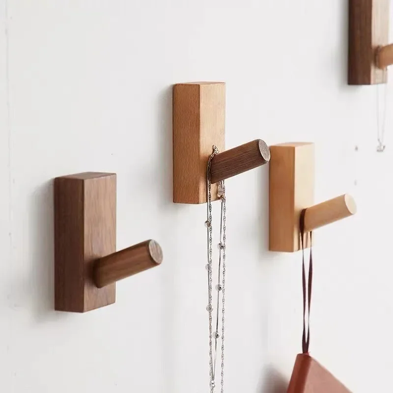 Nordischer Massivholz haken Tür hinten Hut Buche Walnuss Non Punch Coat Multifunktion schlüssel und dekorative Haken