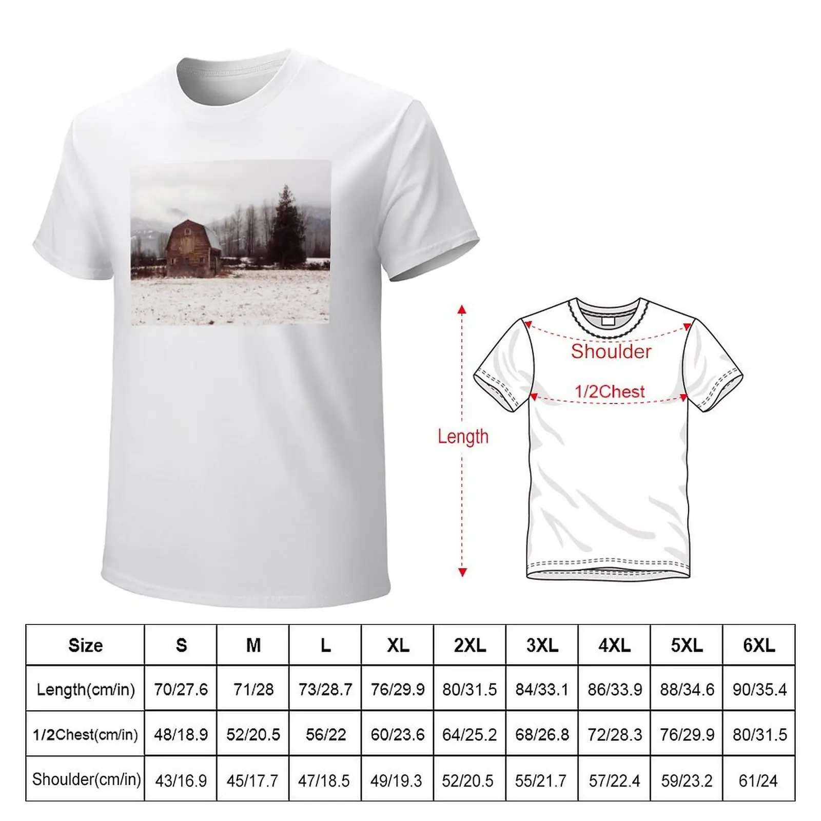 Winter Mountain Homestead Barn T-shirt shirts graphic tees Short sleeve tee customs cute clothes mens vintage t shirts