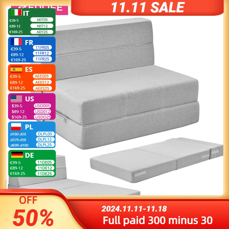 Redlife-Cadeira conversível Sleeper, sofá-cama dobrável, sofá preguiçoso, estofado almofada acolchoada, Home Office Children and Guest Use