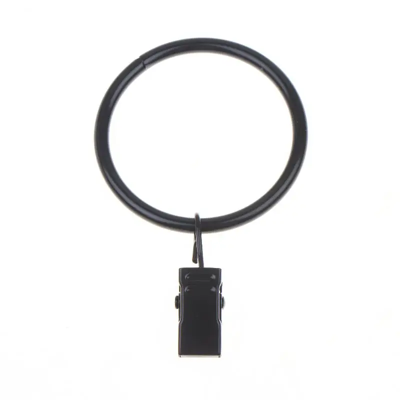 12 Stück Vorhangringe mit Clips, Metall-Vorhanghaken, schwarze Vorhangclips mit Ringen, Vorhangzubehör – Detail 4