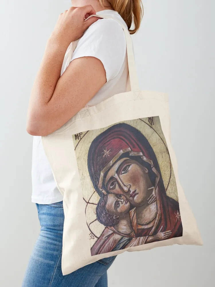 Church icon of Mother of God (Mary) and child (Jesus Christ) Tote Bag tote bag custom Portable shopping bag shopper bags